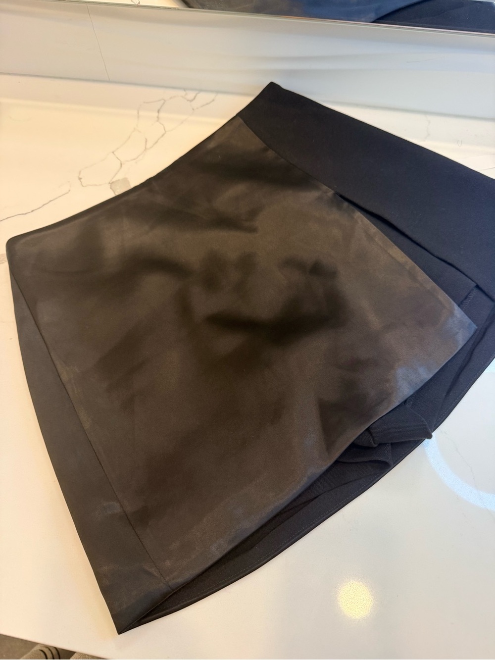 Endless Rose Black Satin-Front Skort with Stretch Back